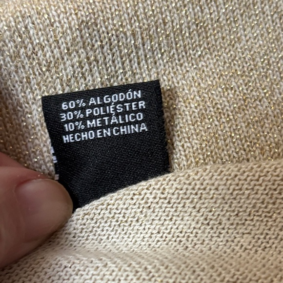 💕LIKE NEW💕 Light Gold Metallic-Thread Cardigan - Picture 12 of 13